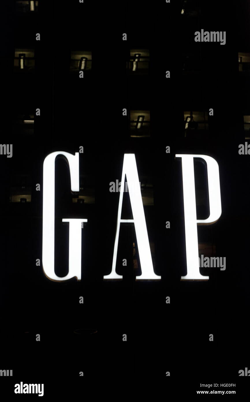 Outdoor sign for GAP clothing store in Montreal Stock Photo Alamy