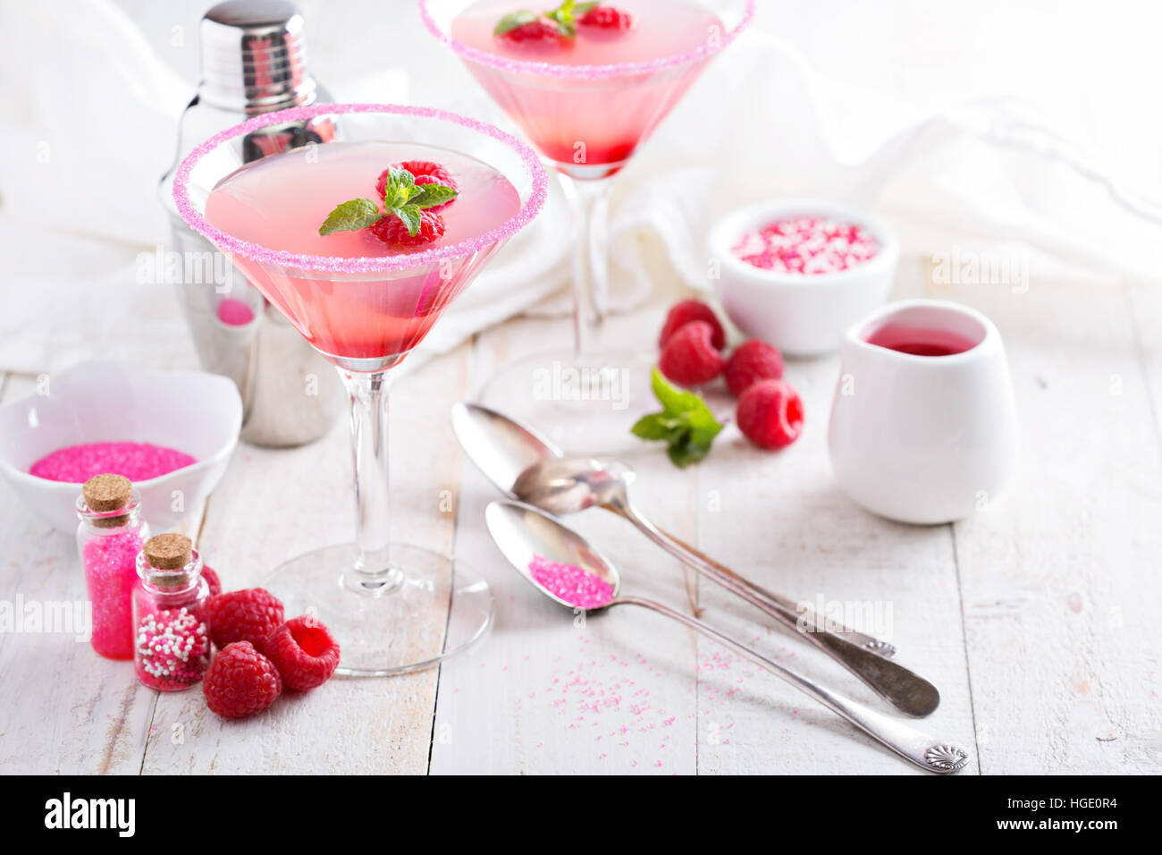 Pink raspberry martini Stock Photo - Alamy