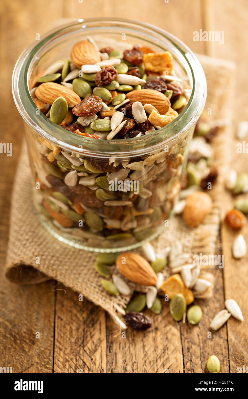 Dried fruit and nuts trail mix Stock Photo Alamy