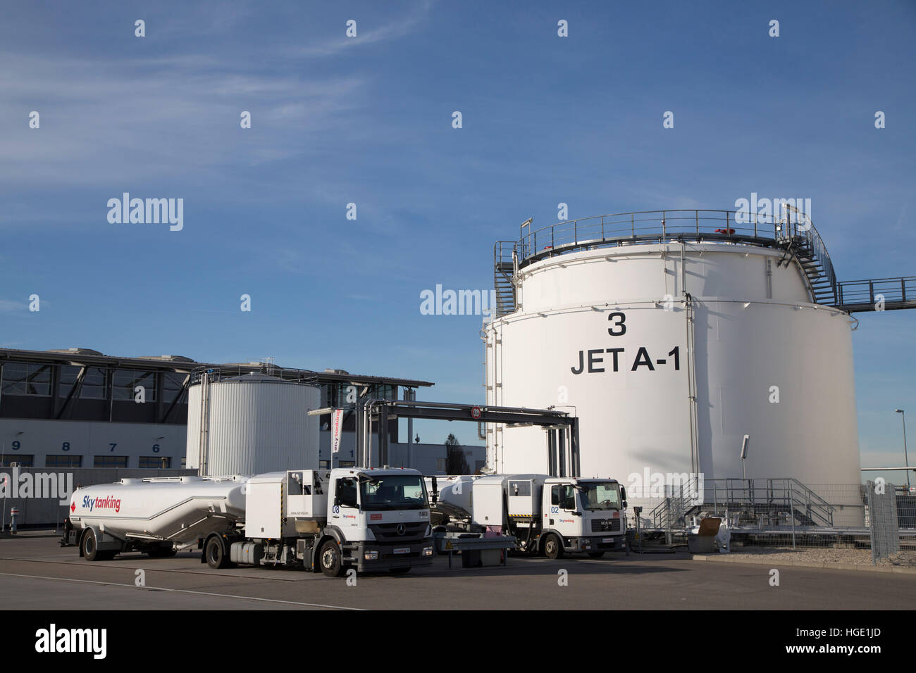 Fuel tankers at Stuttgart Airport in Stuttgart, Germany. Stock Photo
