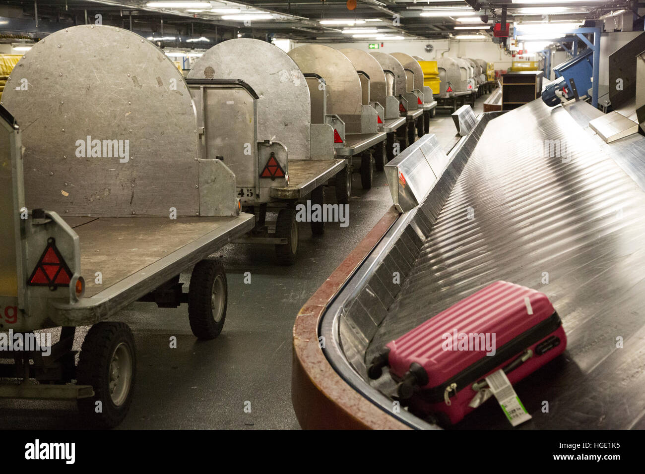 The baggage sorting and handling area at Stuttgart Airport in Stuttgart
