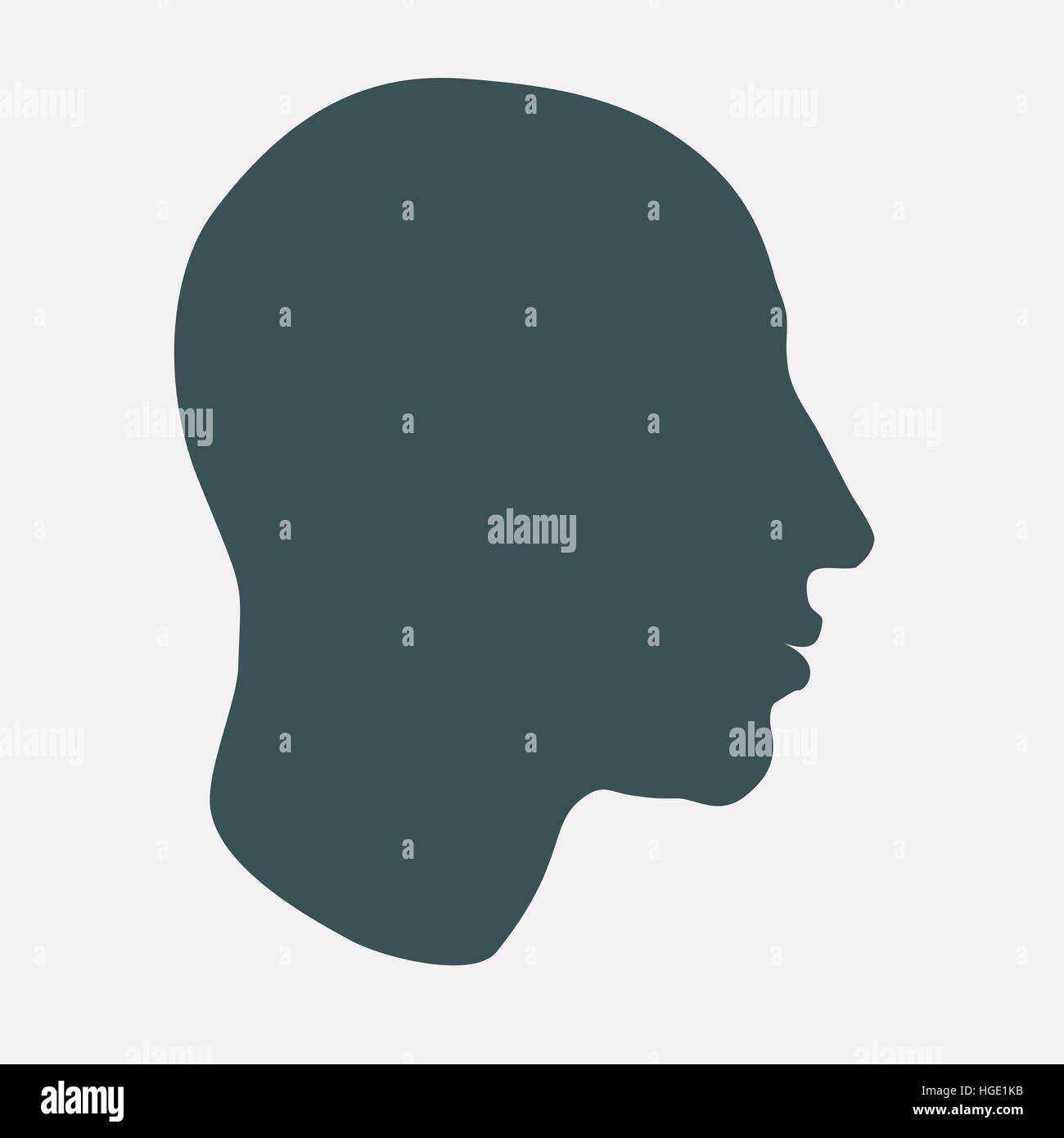 A human head silhouette, in profile. Flat vector on separated ...