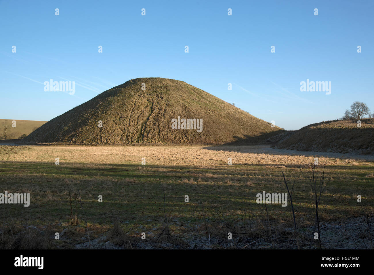 The prehistoric Silbury Hill near Avebury in Wiltshire England UK Stock Photo