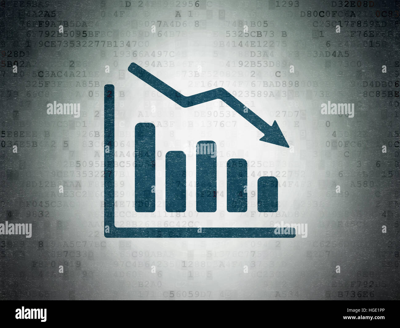 Advertising concept: Decline Graph on Digital Data Paper background ...