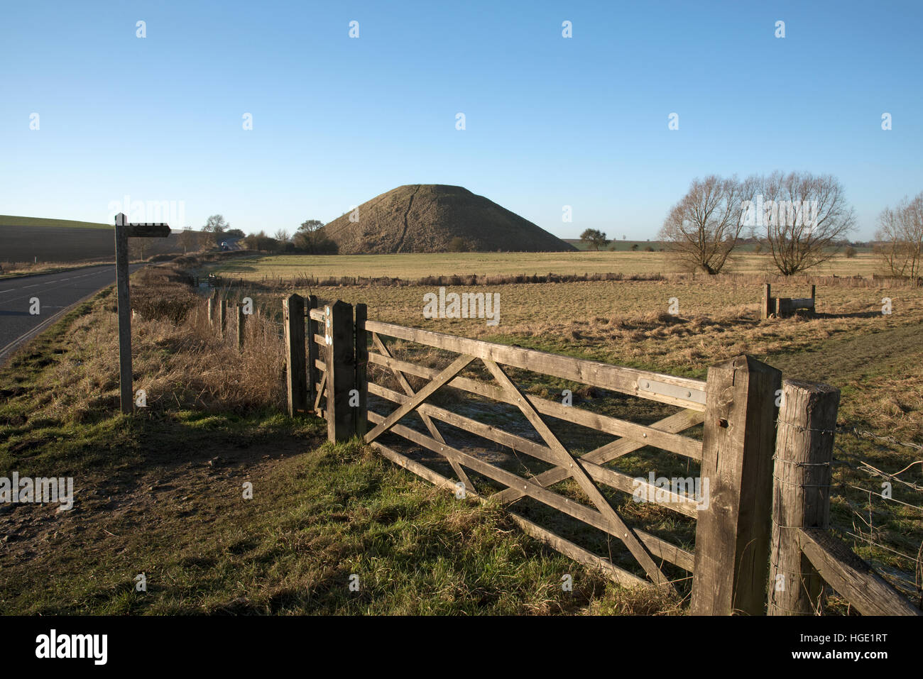 The prehistoric Silbury Hill near Avebury in Wiltshire England UK Stock Photo