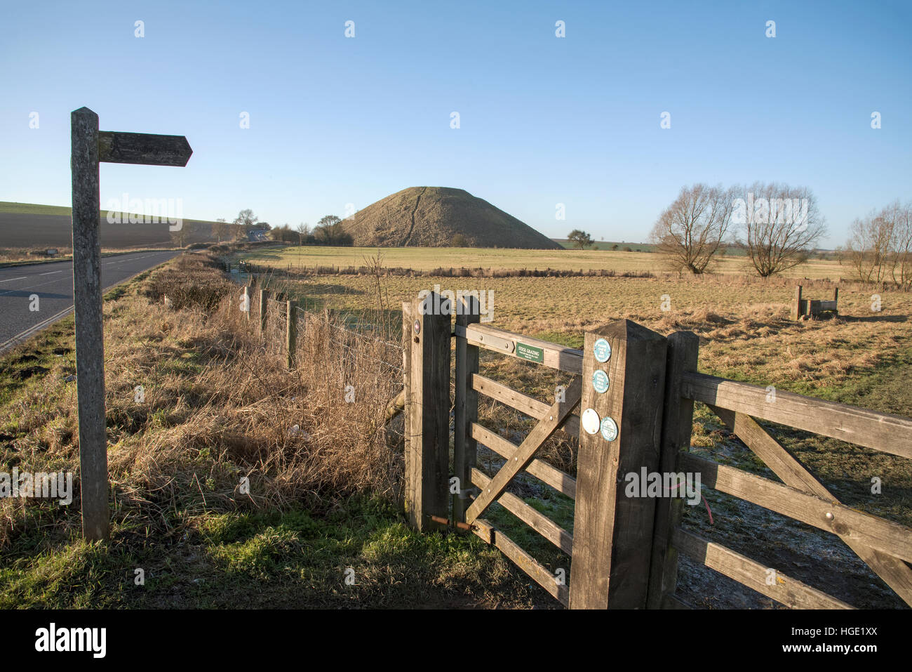 The prehistoric Silbury Hill near Avebury in Wiltshire England UK Stock Photo