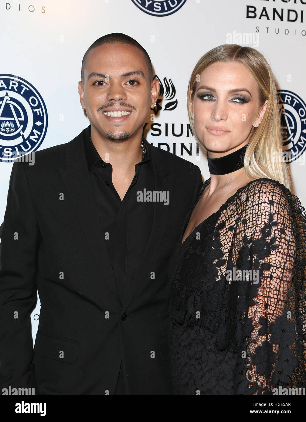 Los Angeles, CA JANUARY 07 Evan Ross, Ashlee Simpson, At The Art of