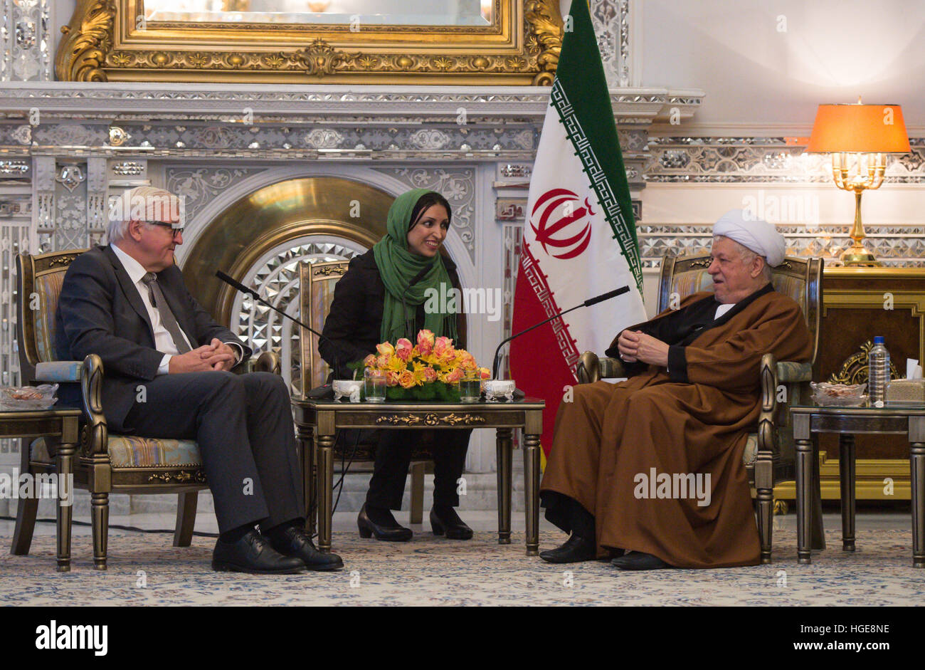 ARCHIVE - An archive image dated 18 October 2015 shows German Foreign Minister Frank-Walter Steinmeier (L, SPD) and Akbar Hashemi Rafsanjani, chairman of the Expediency Discernment Council of Iran, meeting in Tehran, Iran. The former Iranian President has died at the age of 82. Photo: Bernd von Jutrczenka/dpa Stock Photo