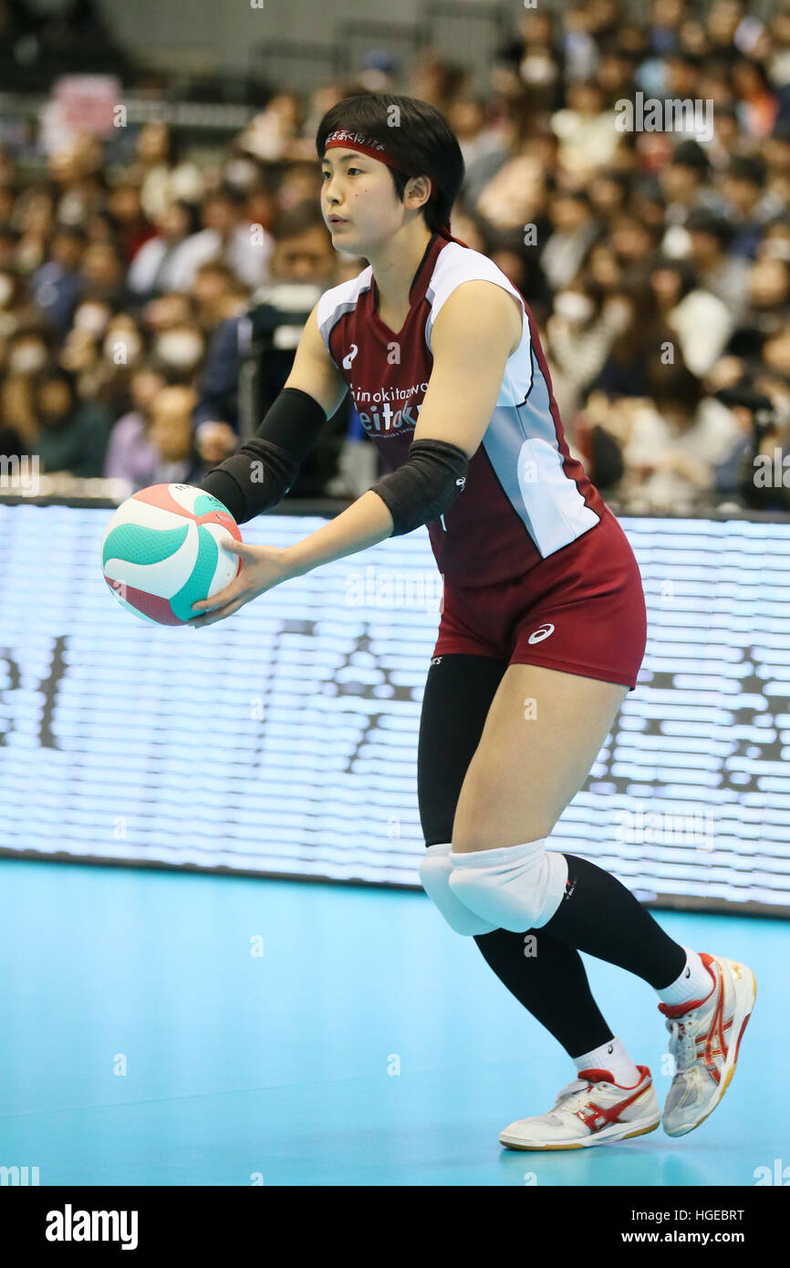 Tokyo Metropolitan Gymnasium, Tokyo, Japan. 8th Jan, 2017. Shuri Yamaguchi.  The 69th All Japan High School Women's Volleyball Championship Final  between Shimokitazawa Seitoku 3-0 Shujitsu at Tokyo Metropolitan Gymnasium,  Tokyo, Japan. ©