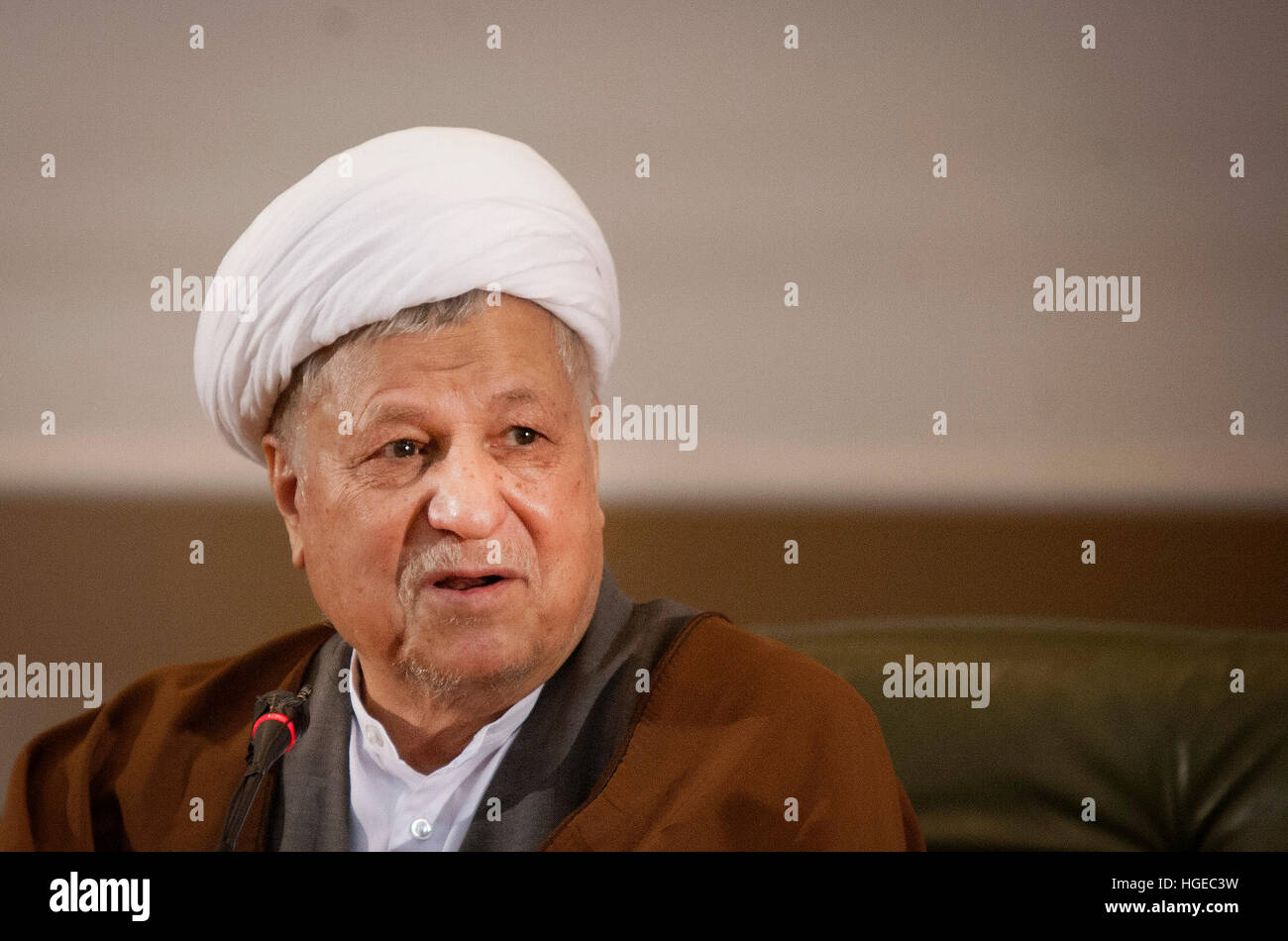 Tehran, Akbar Hashemi Rafsanjani speaking at a conference in Tehran ...