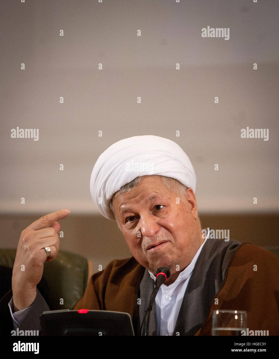 Tehran, Akbar Hashemi Rafsanjani speaking at a conference in Tehran ...