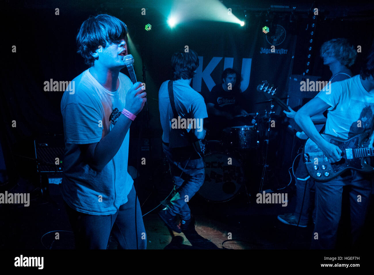 Cabbage Rapper The band Cabbage play Ku Bar in Stockton in November 2016 Stock Photo ...