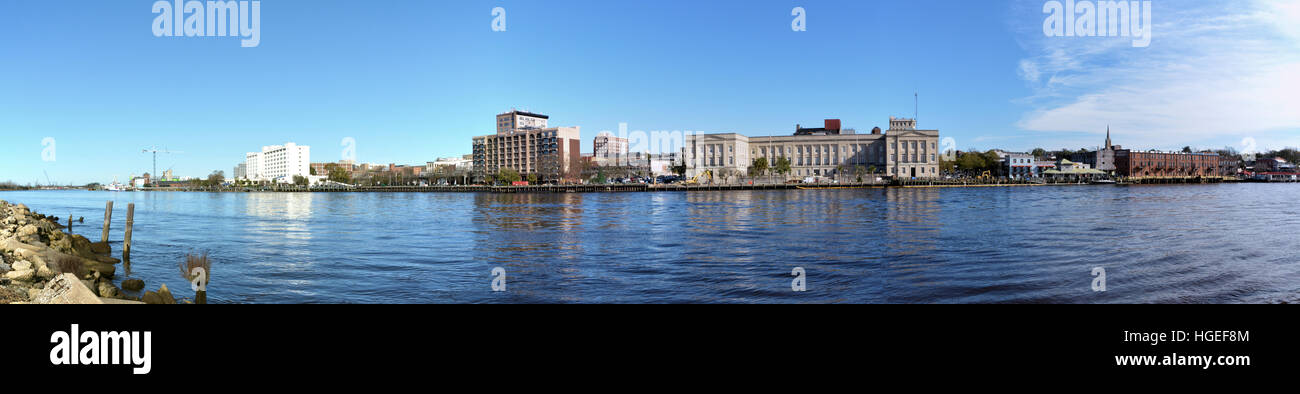 A view of Wilmington North Carolina from across the Cape Fear River ...