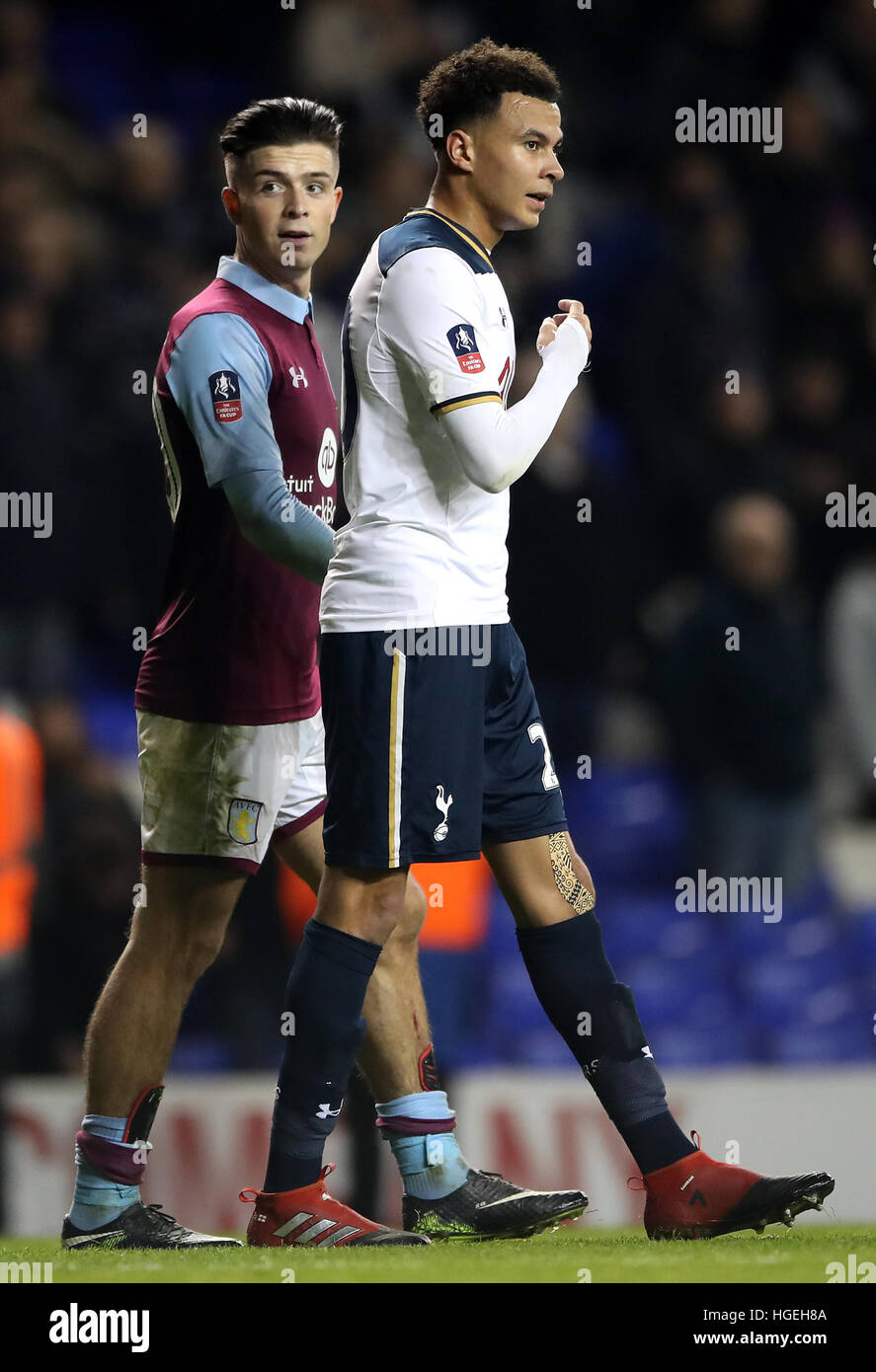 Tottenham Hotspur's Dele Alli (right) and Aston Villa's Jack Grealish