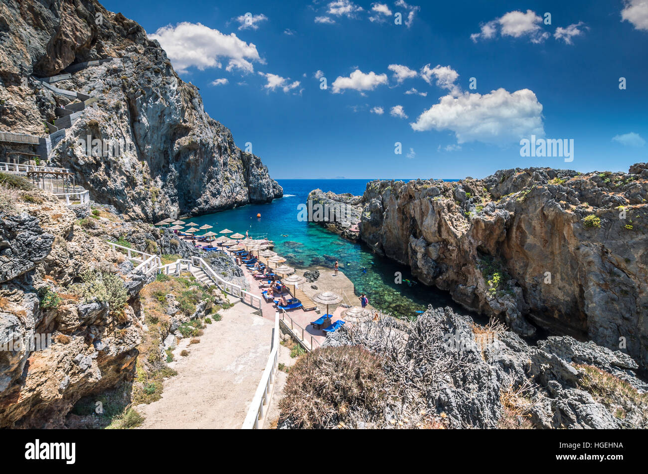 Calypso bay on Crete Island, Greece. Kalypso, Karavos beach is know as The Pirates Fjord Stock