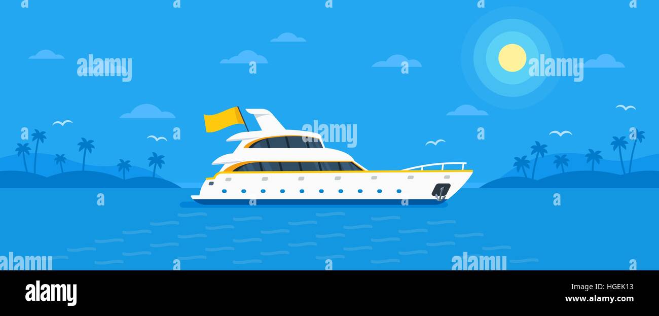 Motor yacht boat flat vector Stock Vector Image & Art - Alamy
