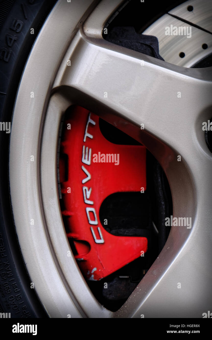 Corvette brake caliper Stock Photo
