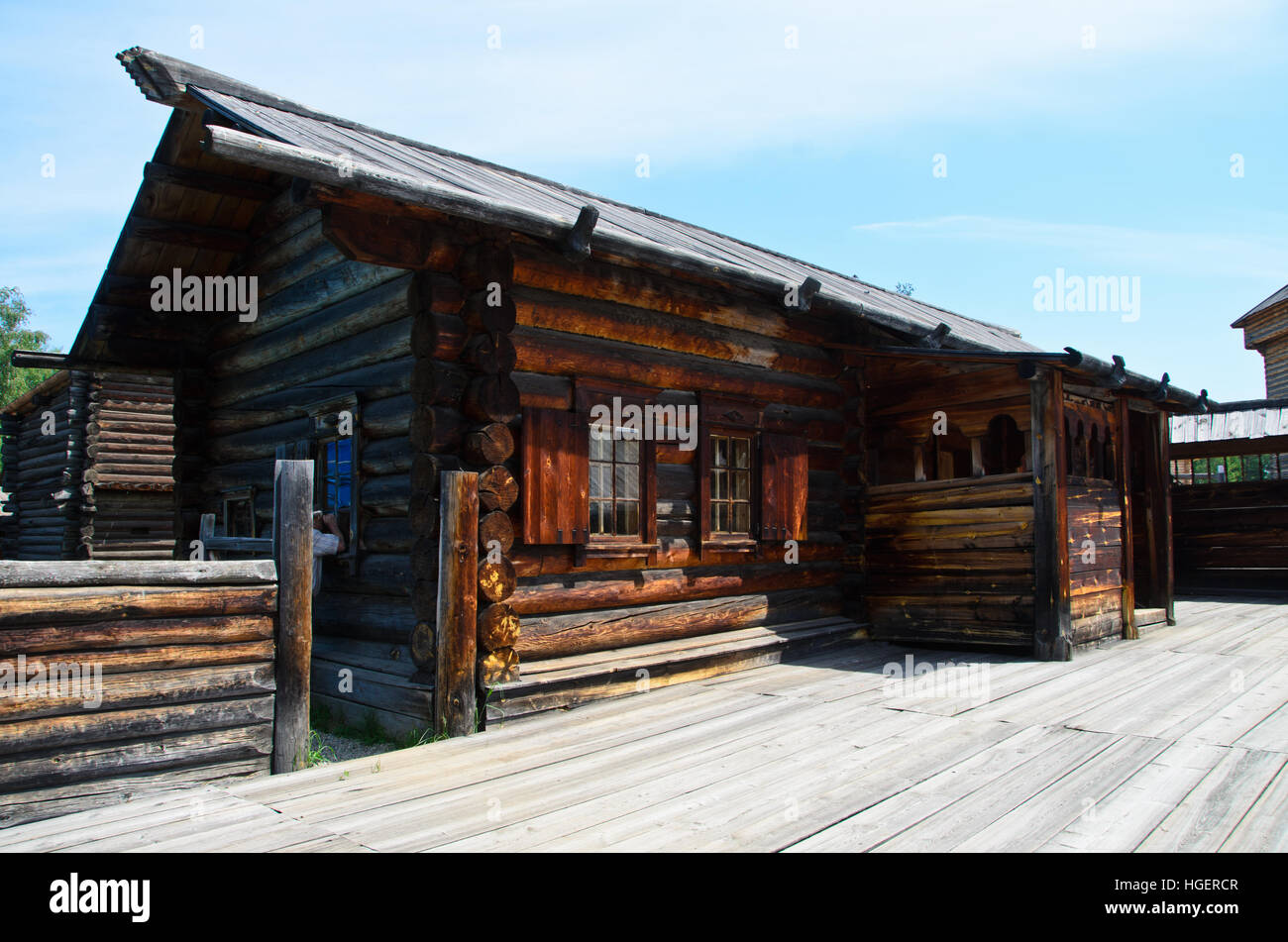 Taltsy Museum f Wooden Architectural and Ethonography near Irkutsk town. Stock Photo