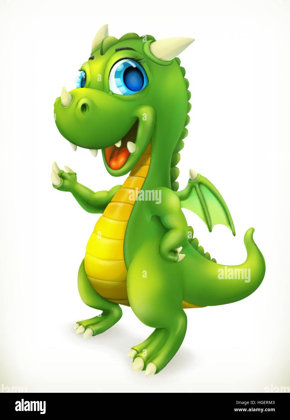 Little Dragon cartoon character. Funny animals 3d vector icon Stock Vector