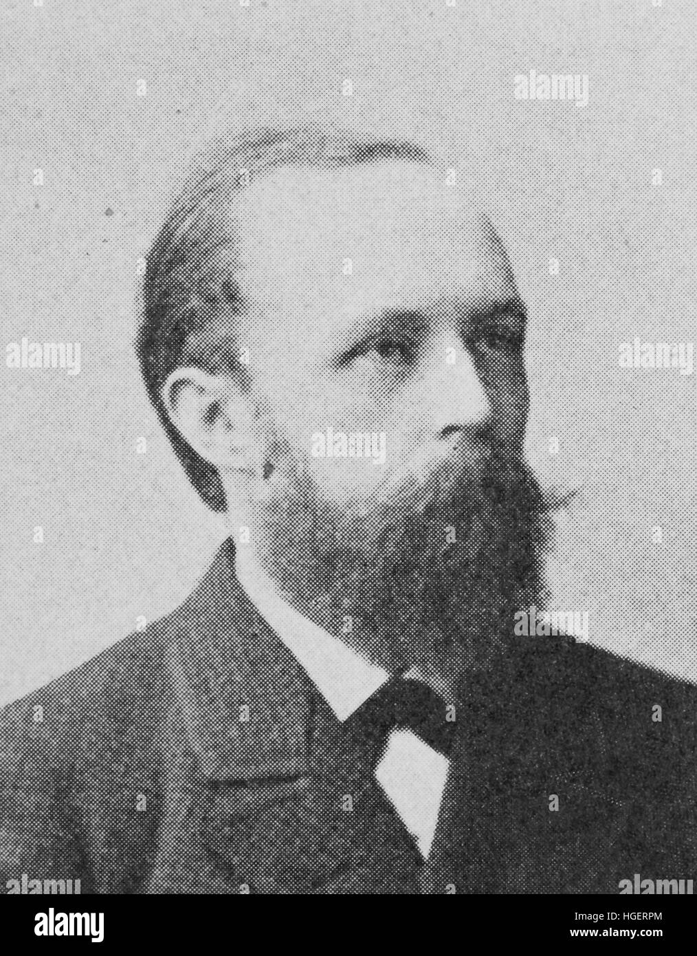 Emil Adolf Oskar Froelich, Born November 23, 1843; Died July 6, 1909, was a technician who worked in the fields of electrical engineering, telegraphy, electrochemistry and solar heat in Berlin, reproduction of a photo from the year 1895, digital improved Stock Photo
