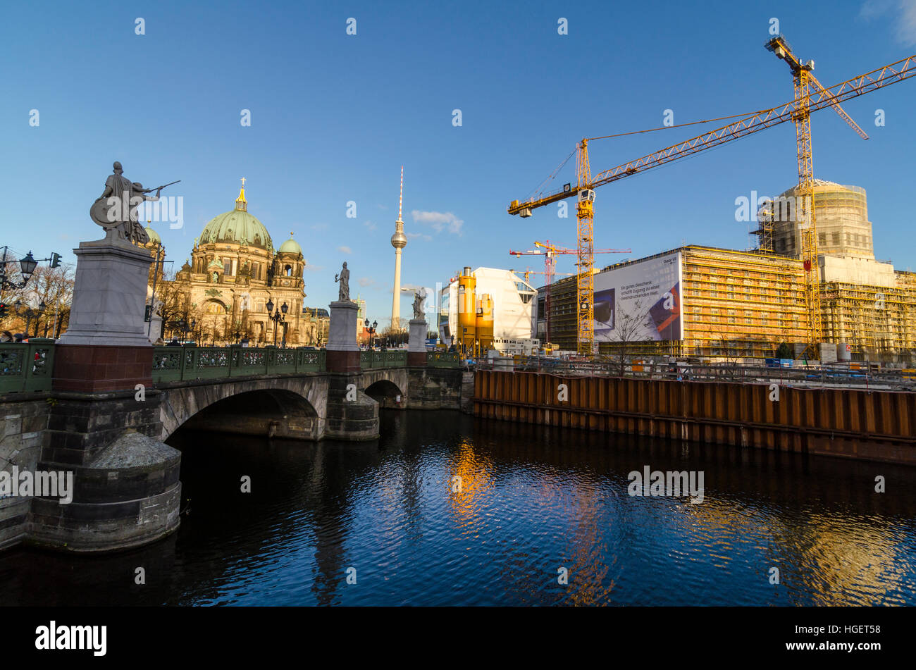 Construction work in Berlin, Germany for the new Berlin City Palace / Berliner Stadtschloss Stock Photo