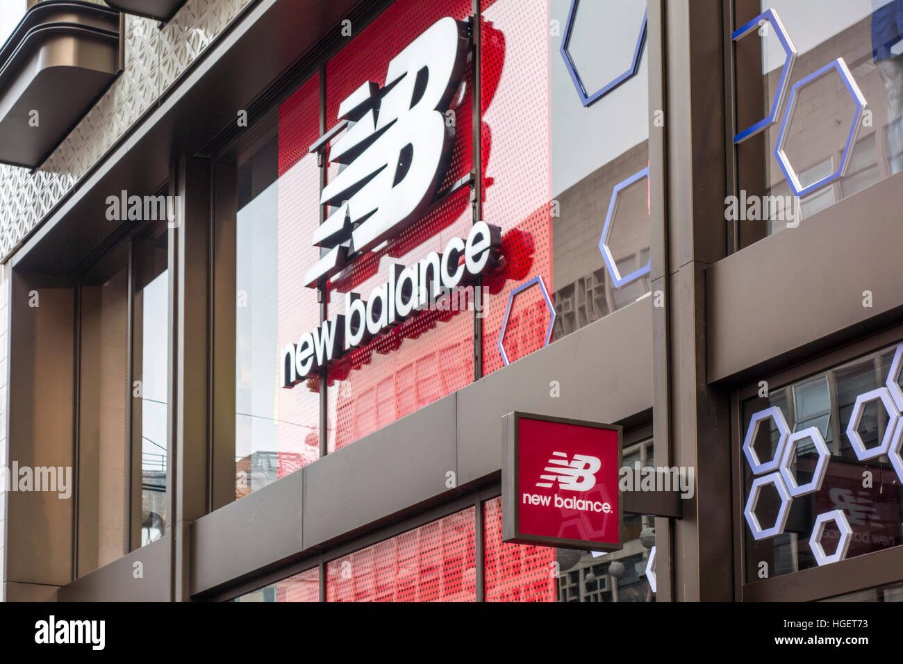 New Balance store shop sign, Oxford Street, London, UK Stock Photo - Alamy