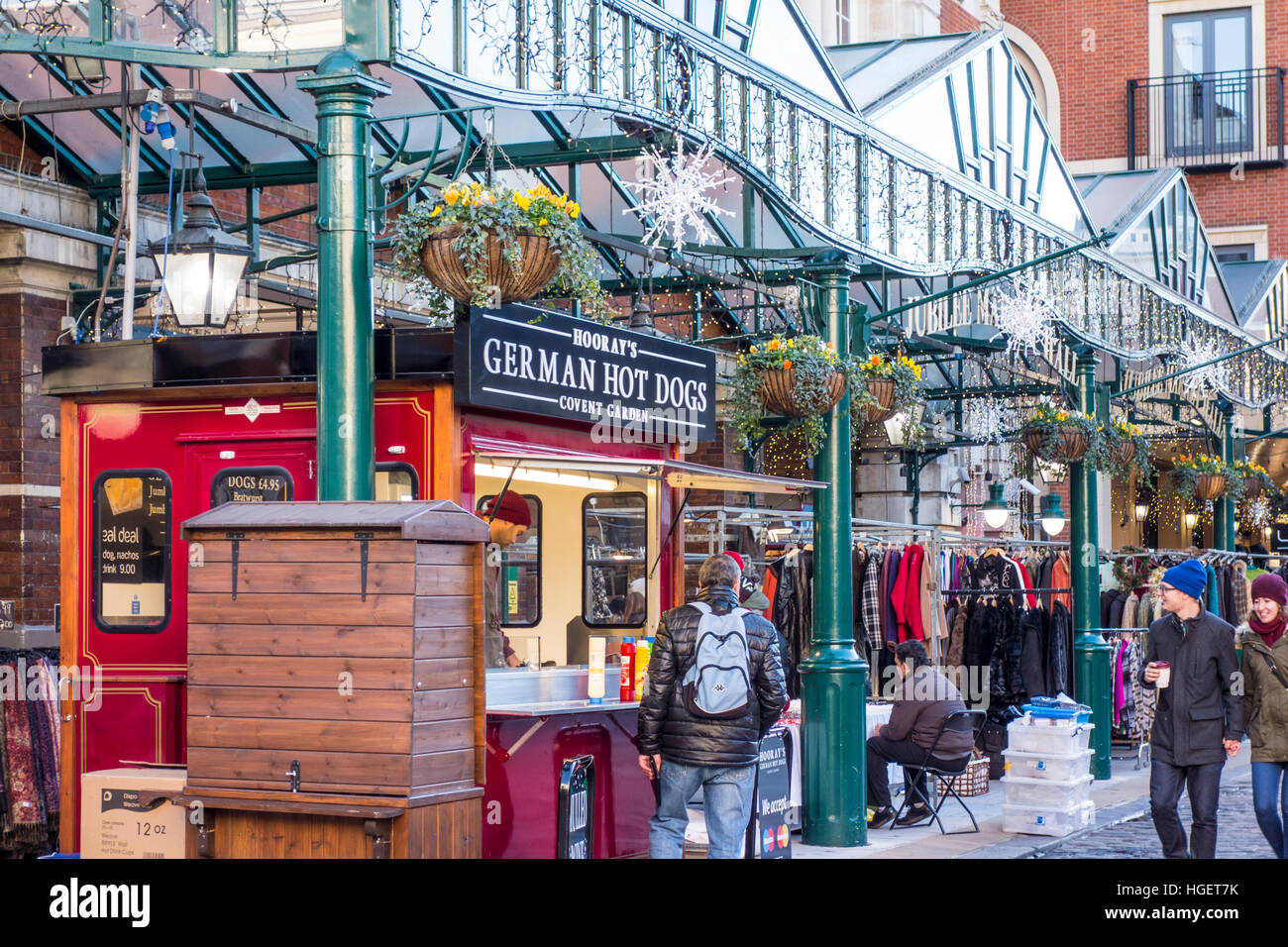 Jubilee Market Hall trimmed for Christmas 2016, Covent Garden, London, UK Stock Photo