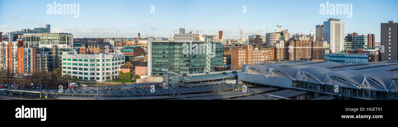 Leeds city centre skyline, West Yorkshire, UK Stock Photo