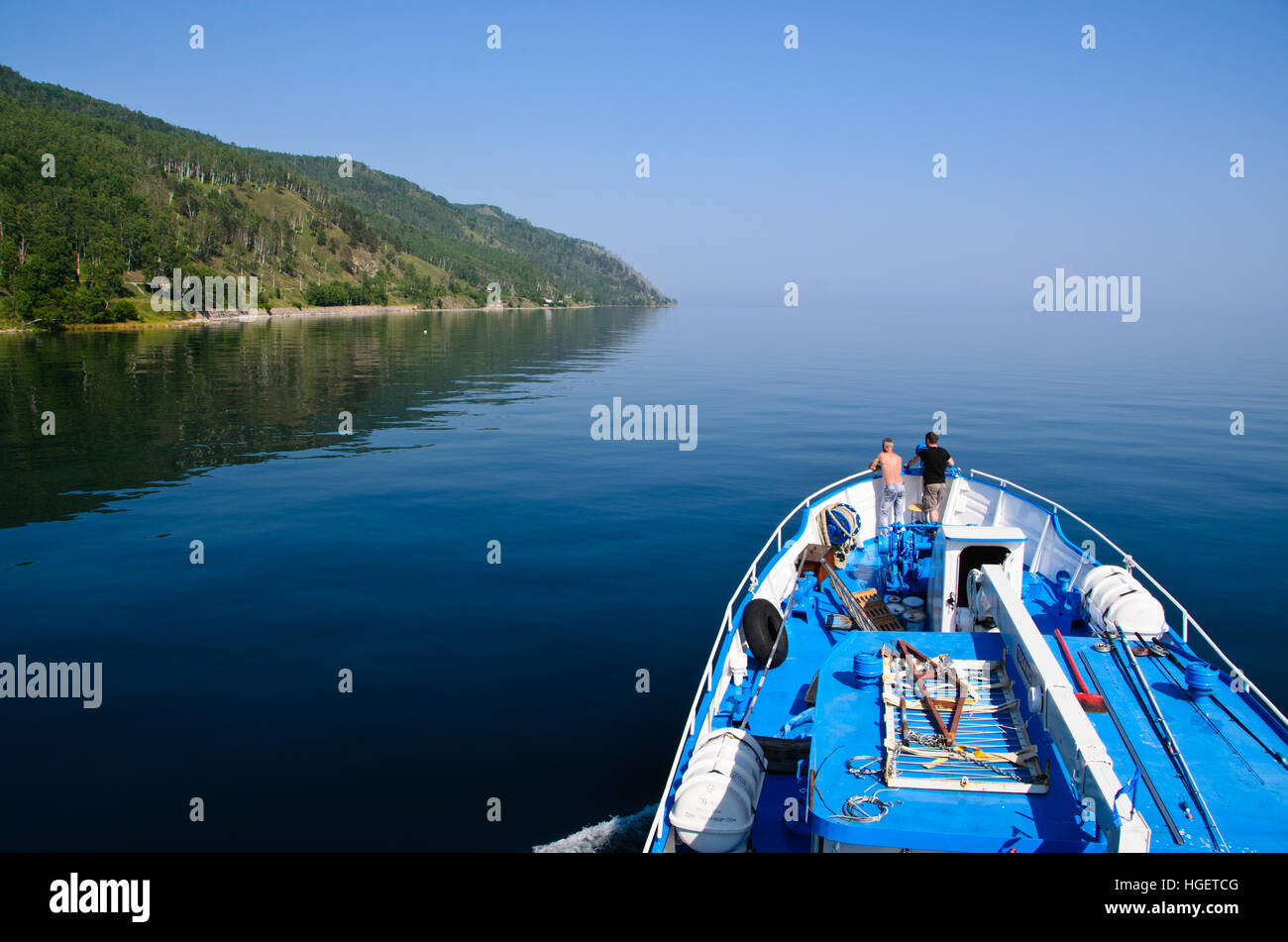 Valeria, the live-aboard vessel in Lake Baikal Stock Photo