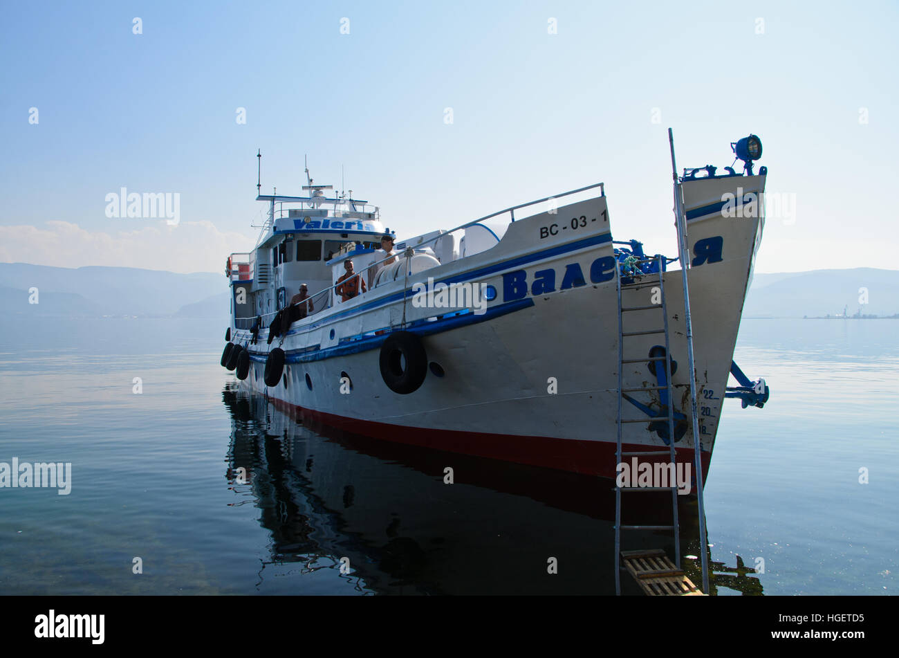 Valeria, the live-aboard vessel in Lake Baikal Stock Photo