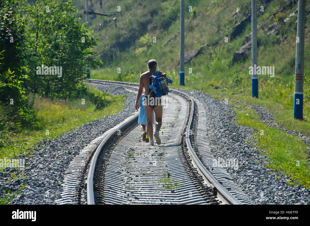 Circum-Baikal Railway in Siberia. Stock Photo