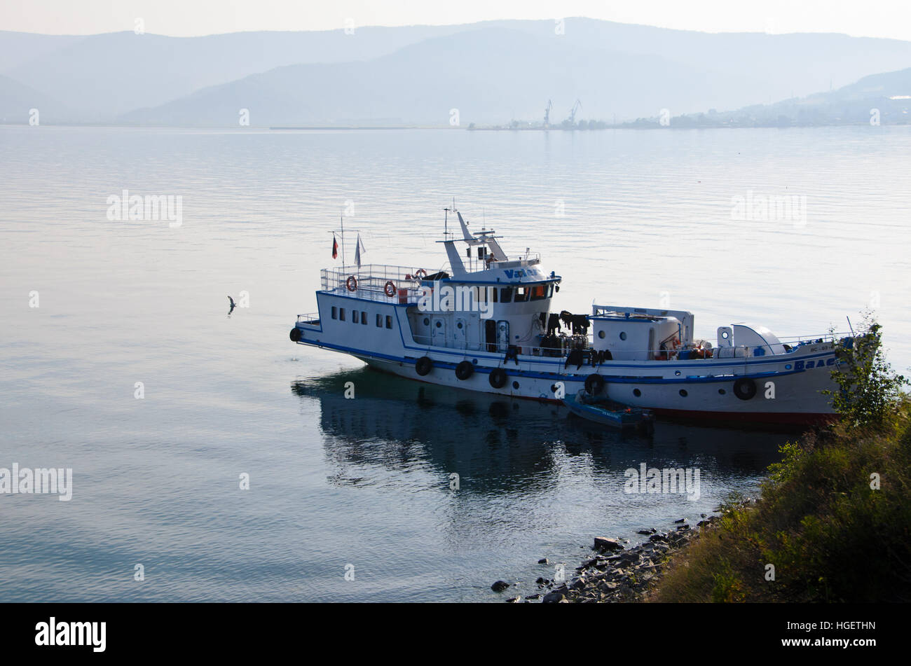 Valeria, the live-aboard vessel in Lake Baikal Stock Photo