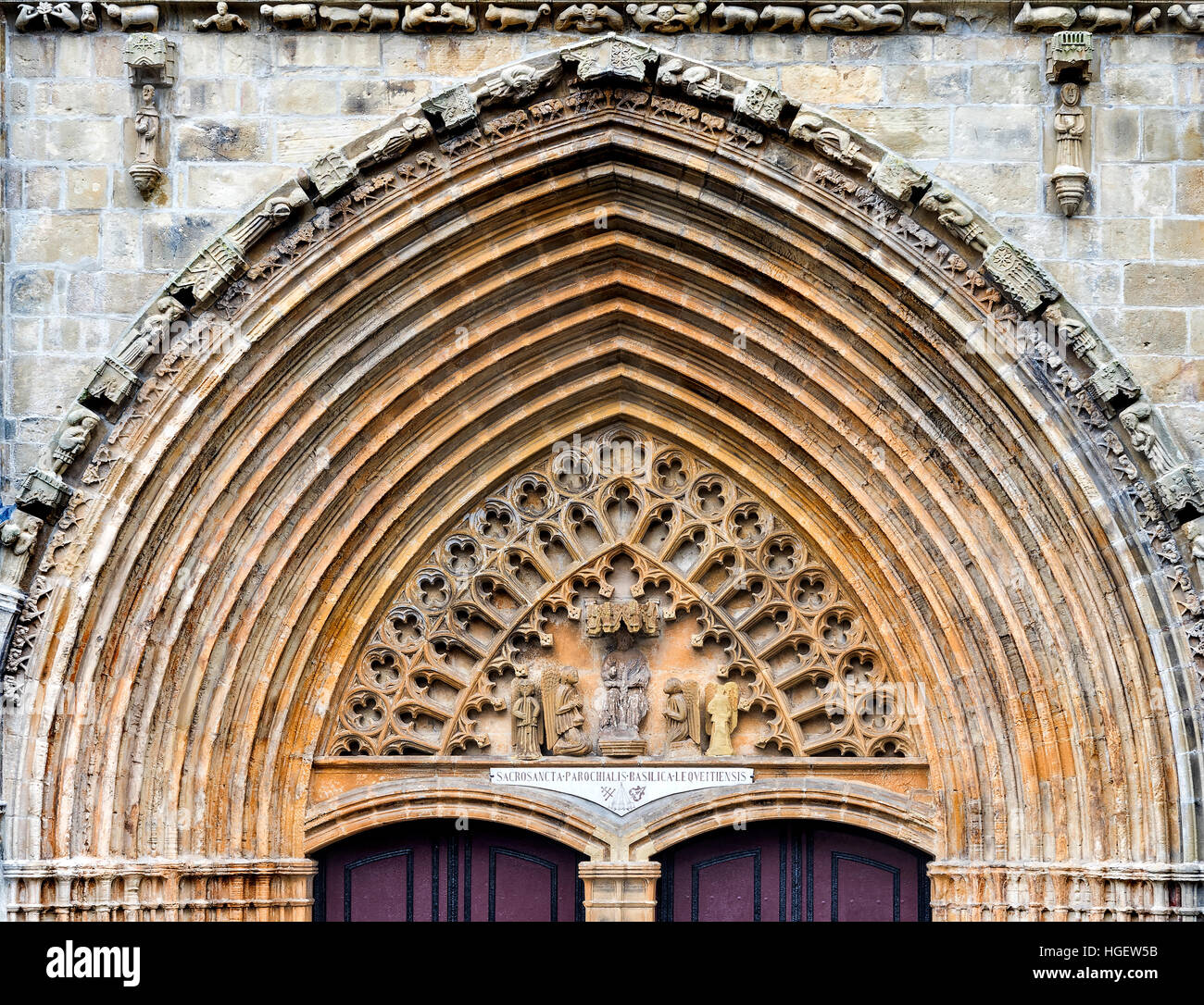 La Asuncion church entrance detail Stock Photo Alamy