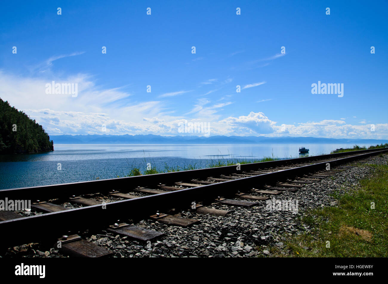 Circum-Baikal Railway, the scenic route along the shore of Lake Baikal Stock Photo