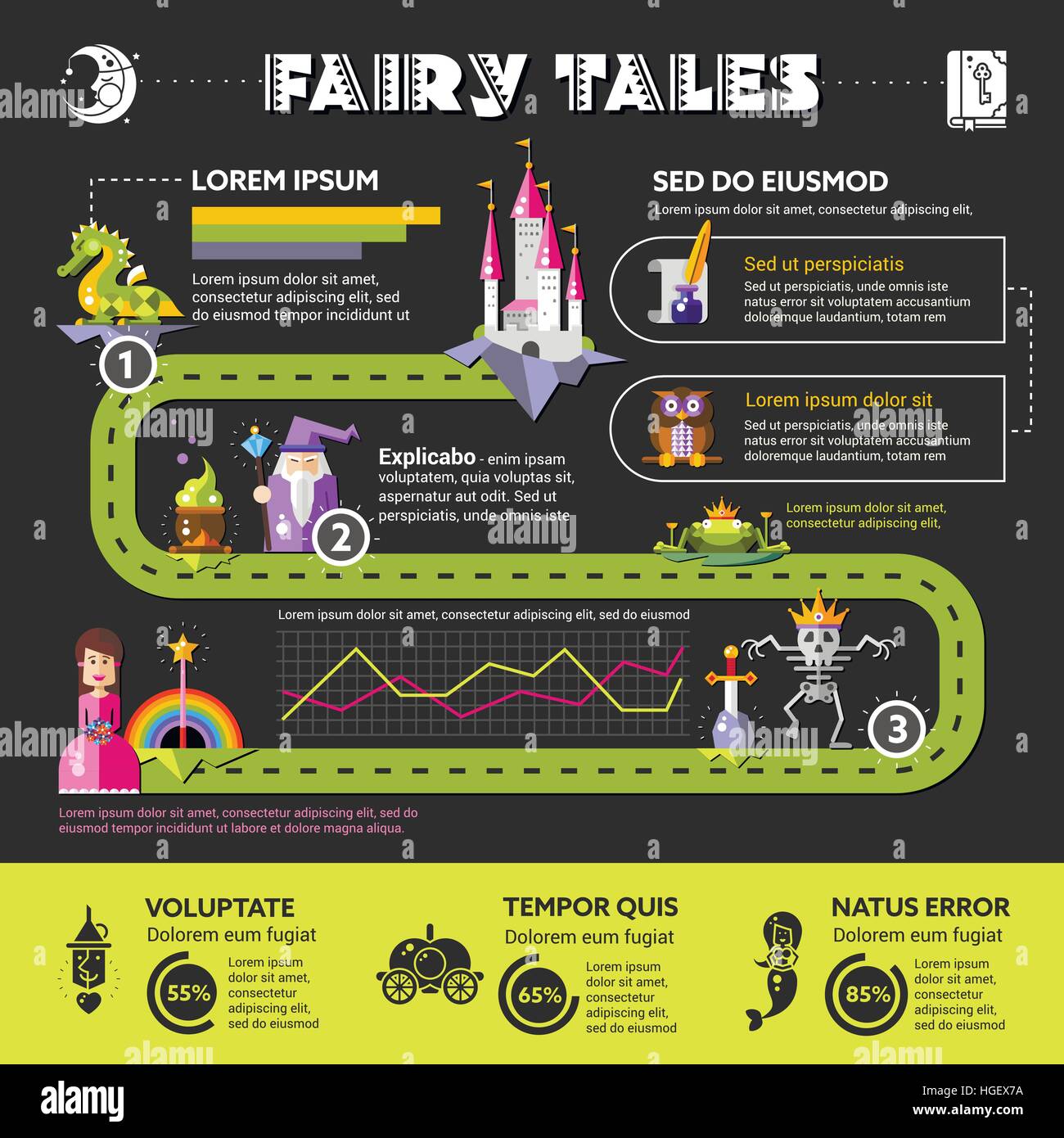 Fairy Tales - poster, brochure cover template Stock Vector