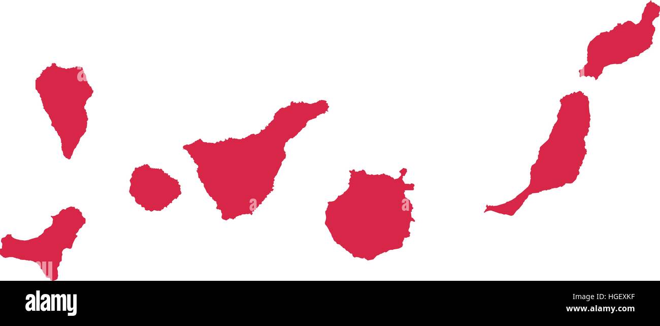 Canary Islands map silhouette Stock Vector