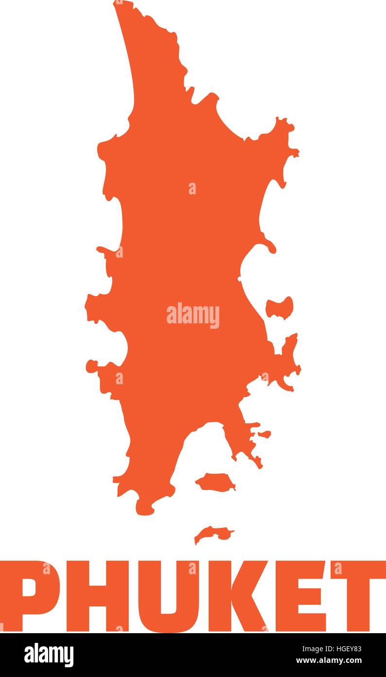Phuket map with name Stock Vector