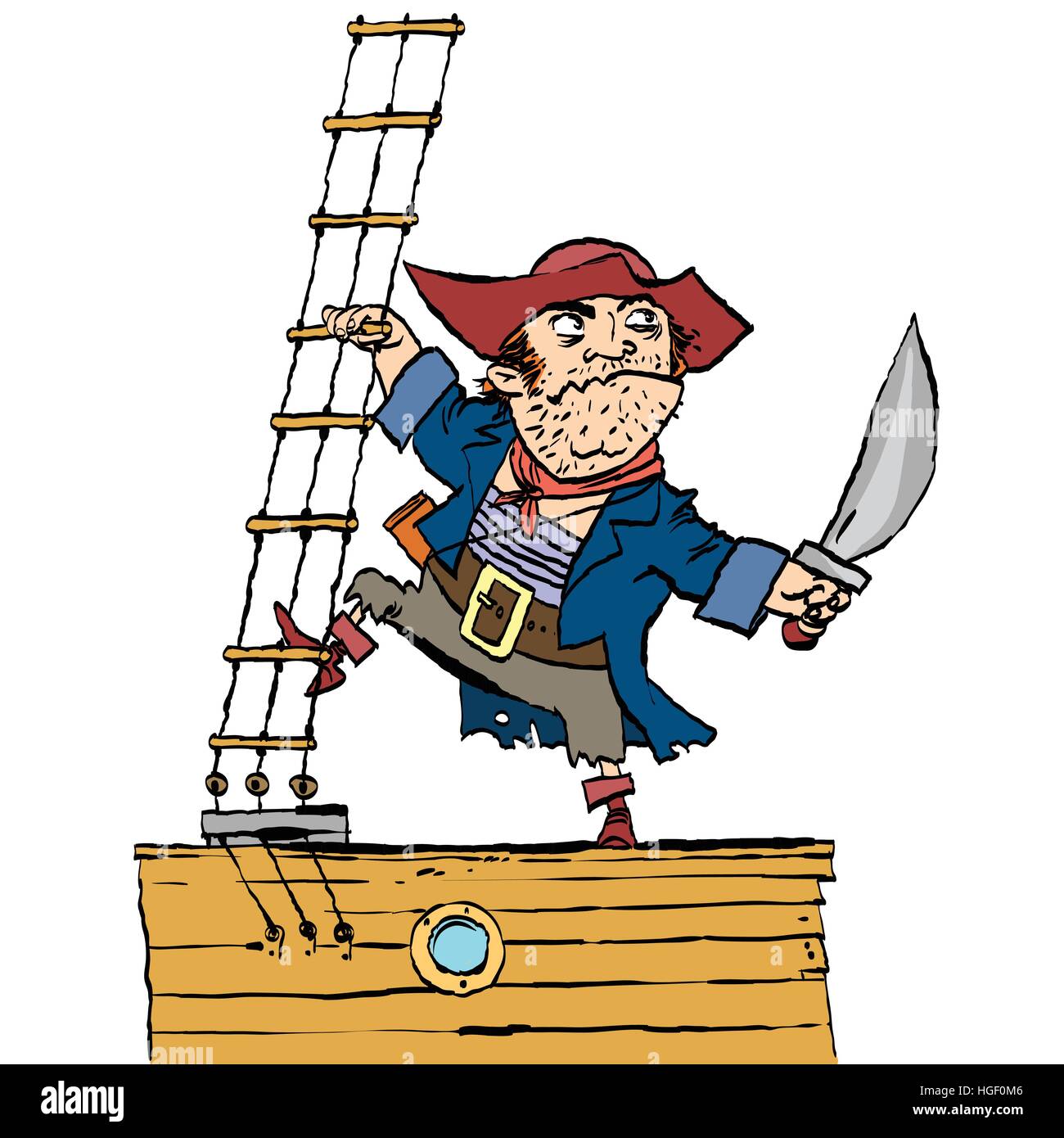 Brave pirate is on Board the ship Stock Vector