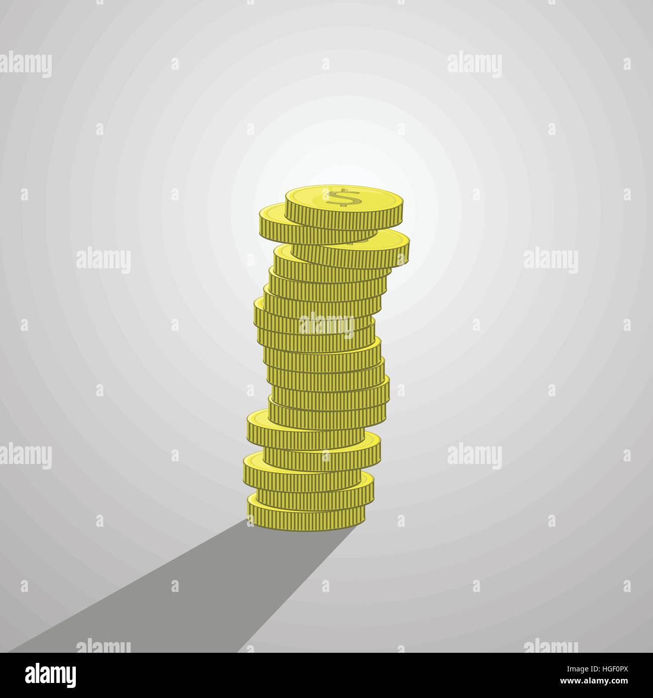 A stack of dollar coins. illustration. isolate on gray background. used ...