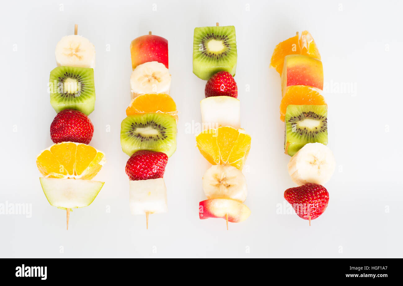 fruit skewers the concept of healthy eating Stock Photo