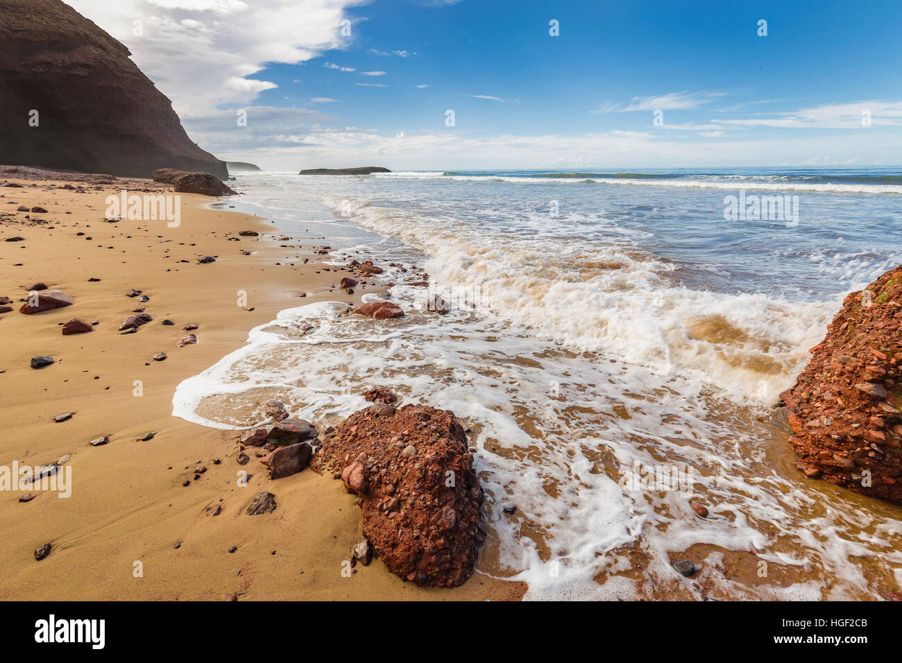 Sought Legzira beautiful beaches on the coast of Morocco Stock Photo