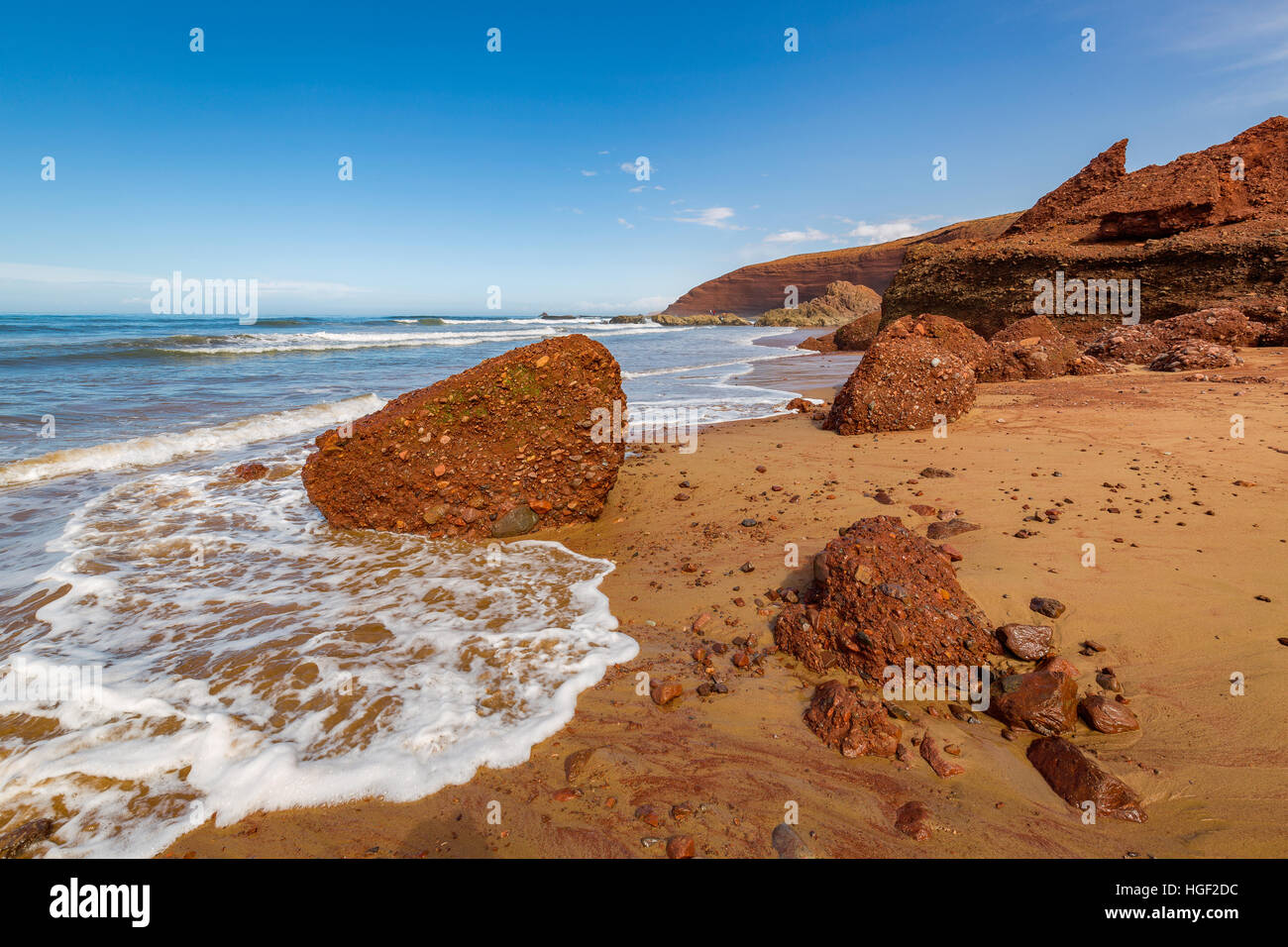 Sought Legzira beautiful beaches on the coast of Morocco Stock Photo