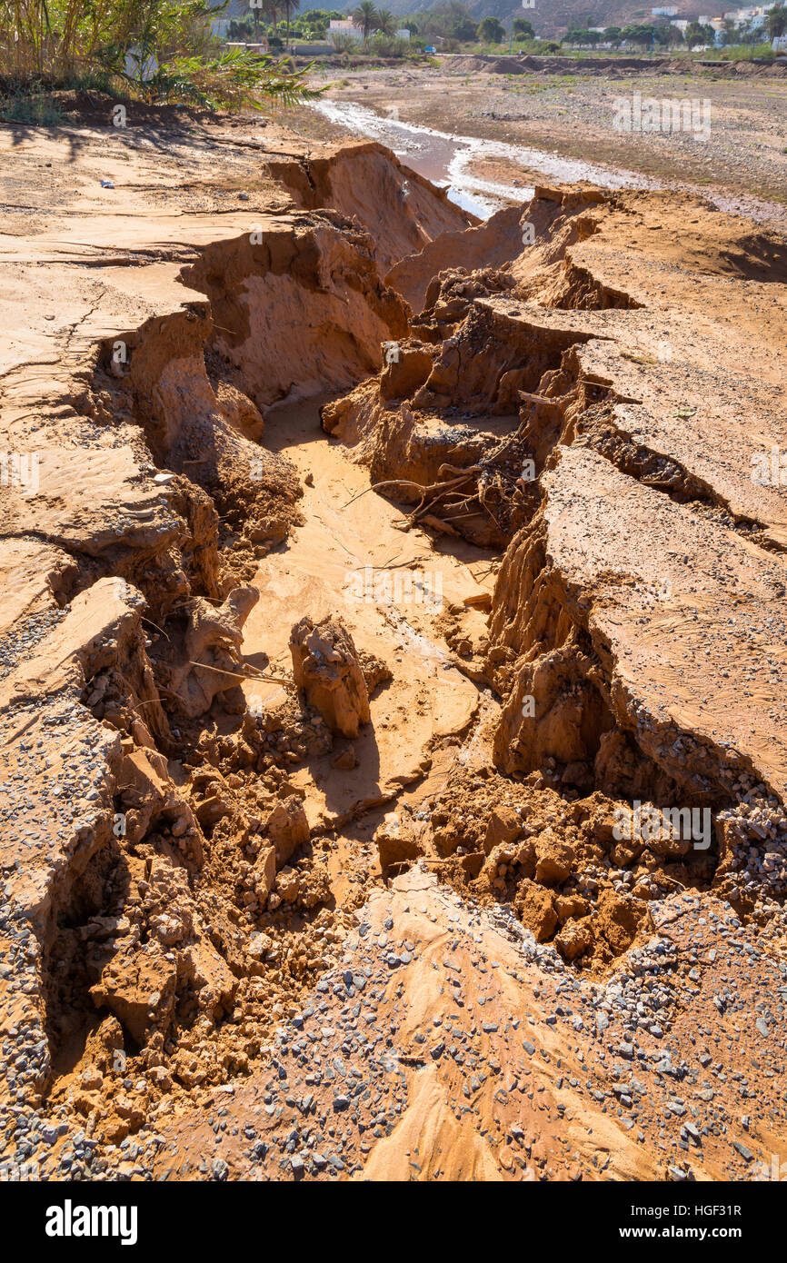 Soil erosion after a strong rain of Sidi Ifni in the southwestern part of Morocco Stock Photo