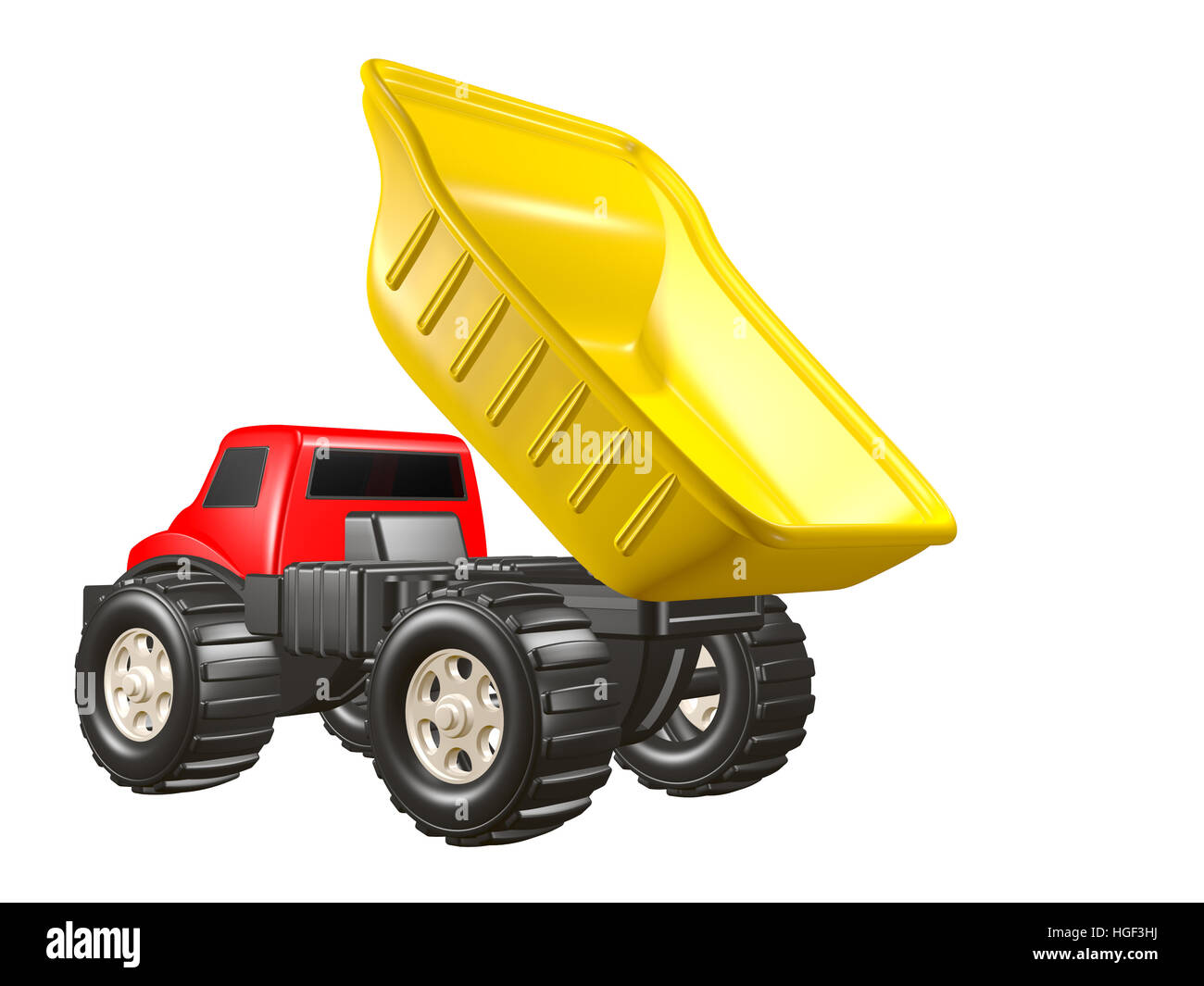 3D Rendered Illustration of a toy dump truck isolated on a white