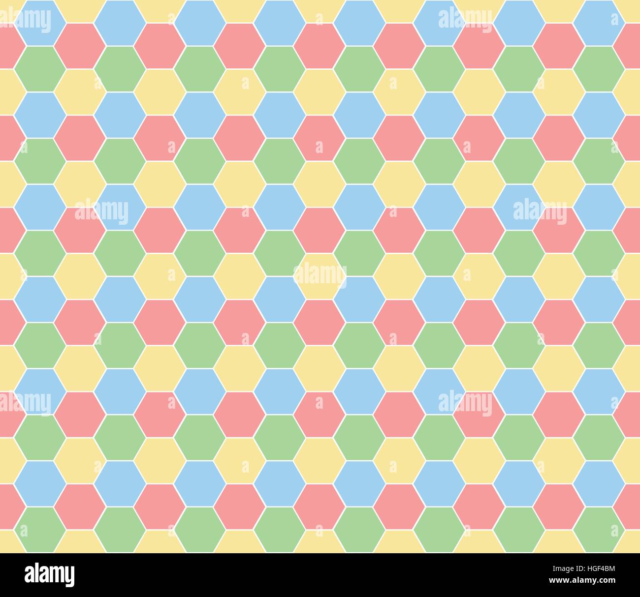 Multicolored hexagon geometric seamless background. Stock Vector