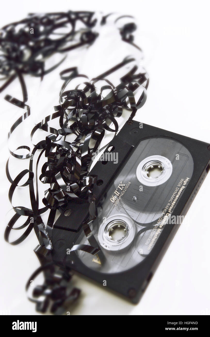 Jammed cassette tape Stock Photo Alamy