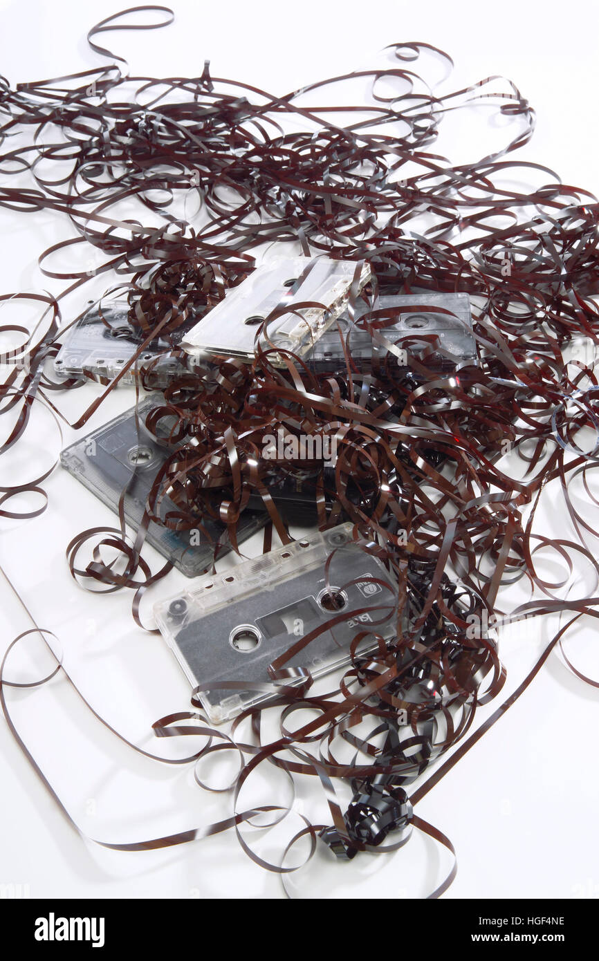 Jammed cassette tape Stock Photo Alamy