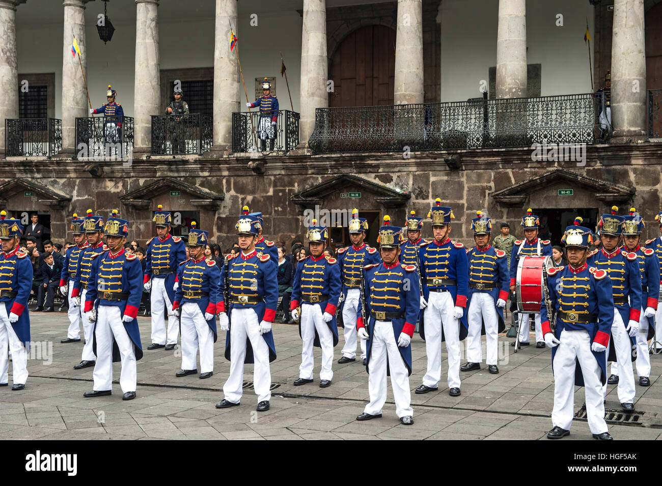 Changing of the guards, at Carondelet Presidential Palace, Quito, Ecuador Stock Photo