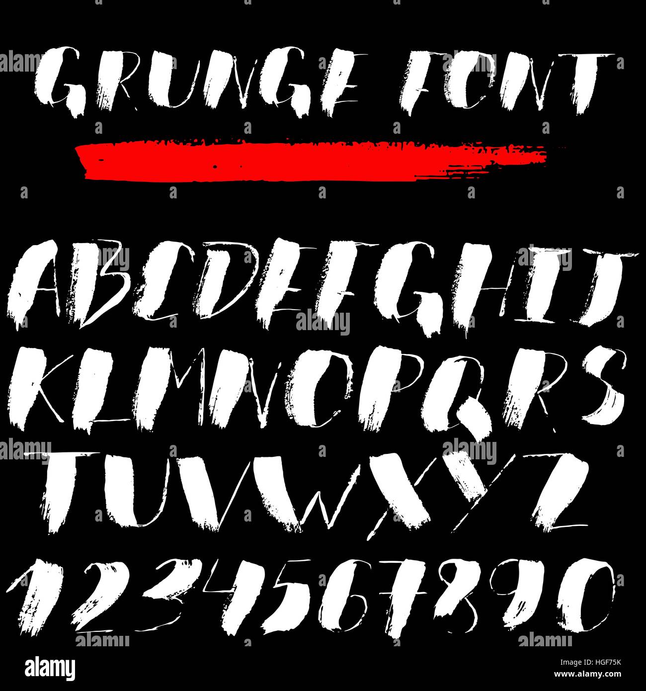Hand drawn font made by dry brush strokes. Grunge style alphabet Stock ...