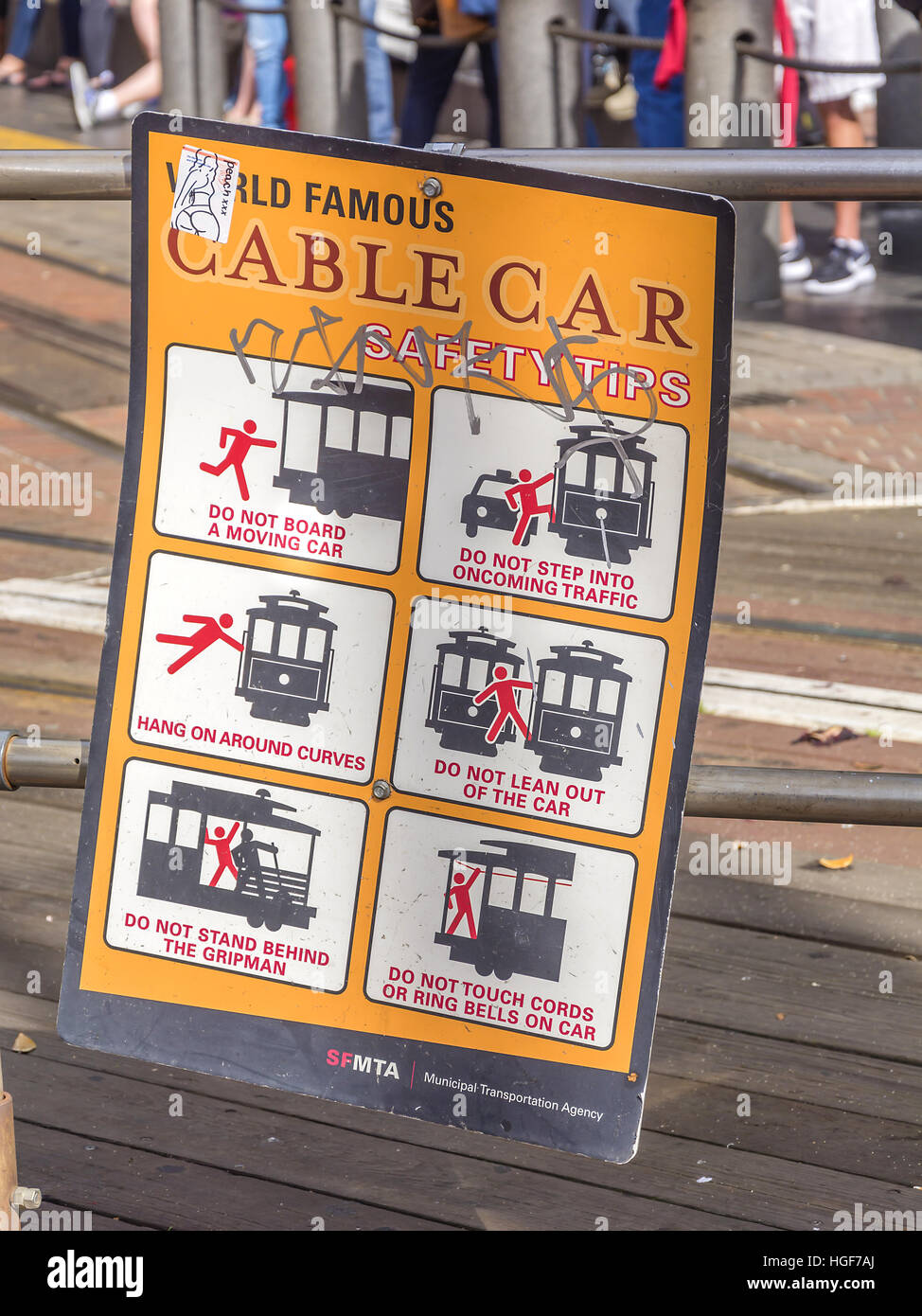 Cable car safety tips Stock Photo